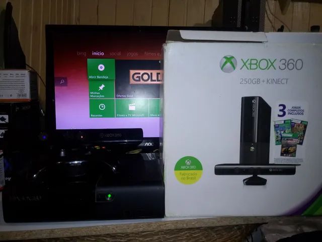 Console Xbox 360 Super Slim 250GB com 1 Controle e Kinect Usado