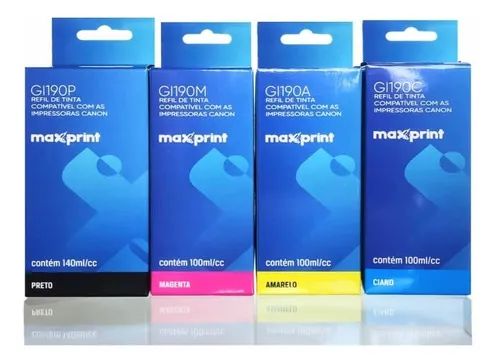 Kit refil de tintas para impressora Canon g190 maxprint 