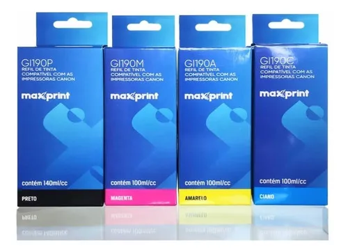 Kit refil de tintas para impressora Canon g190 maxprint