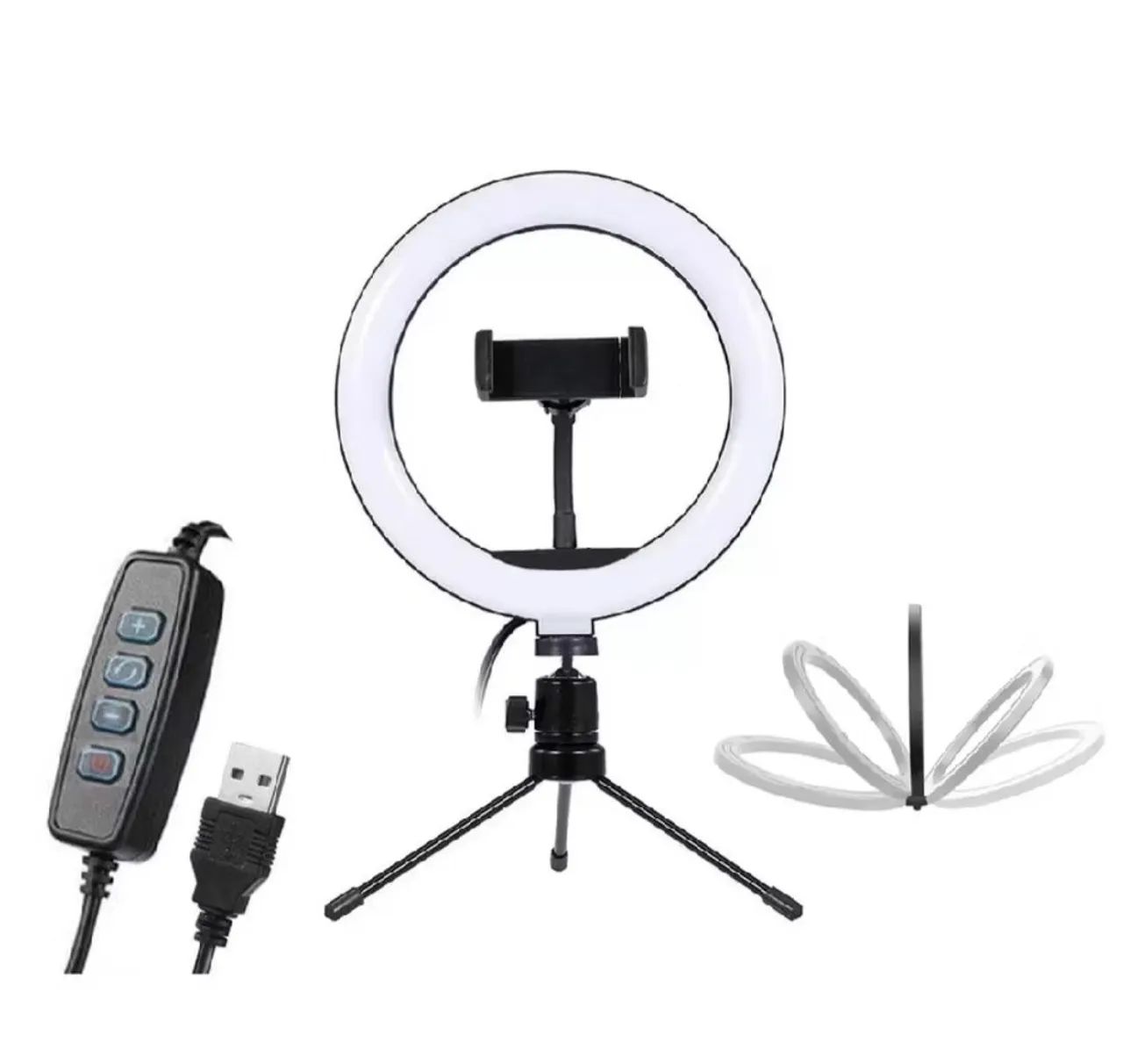 Iluminador De Led Ring Light De Mesa Tripé 8'' Polegadas