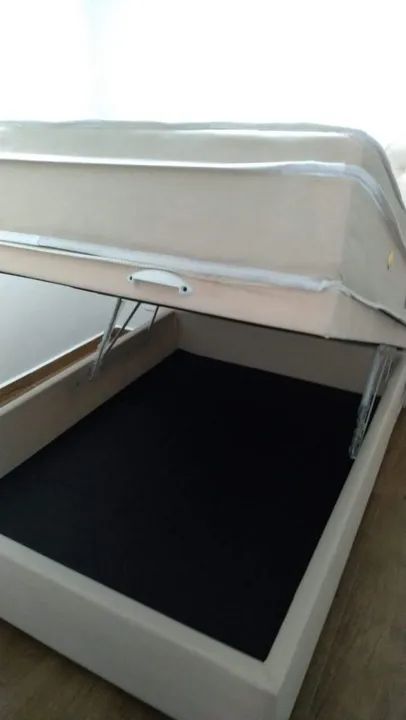 Conjunto Casal: Cama box báu, colchão, recamier e cabeceira - Foto 2