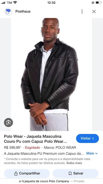 Jaqueta polo wear shops couro