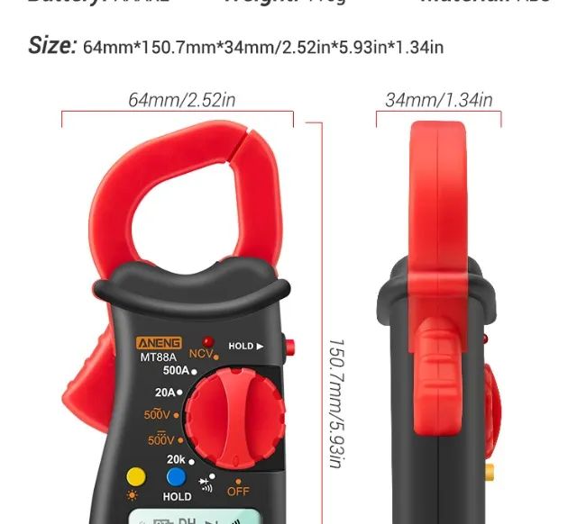 Multímetro alicate amperímetro Aneng MT88A 