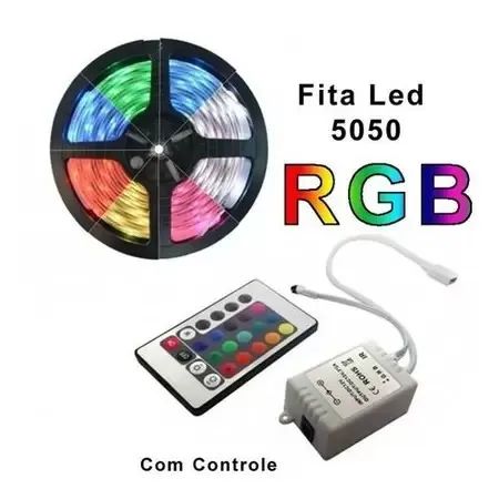 Fita led Rgb colorida rolo 5m 5050 (Distribuidor Jk Eletrônicos)