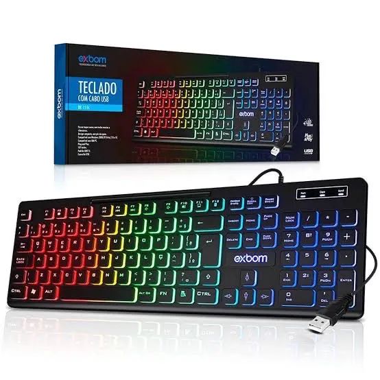 Teclado Gamer Led RGB Exbom BK-155C USB