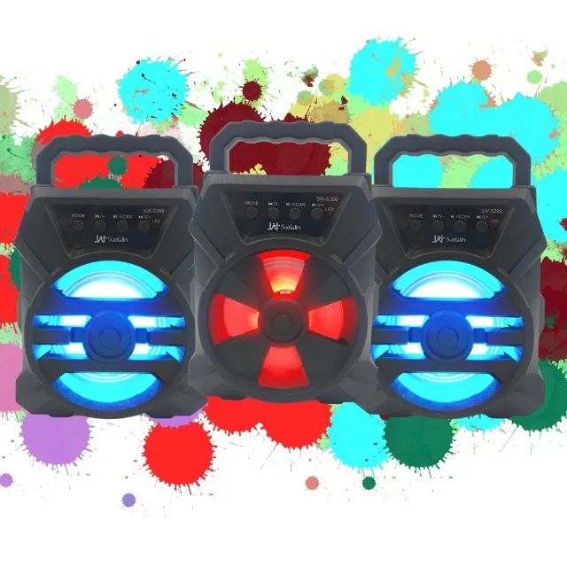 Mini Caixa De Som Portátil Wireless Bluetooth Com Led Festas