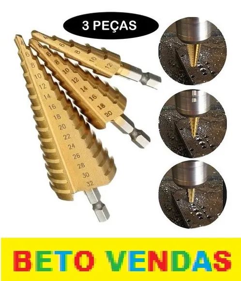 Kit 3 Brocas Escalonadas Para Ferro Aluminio 2