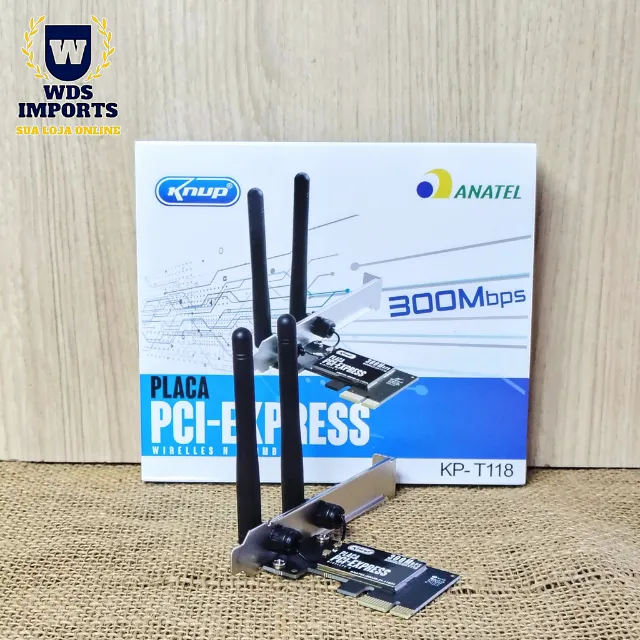 Placa De Rede Wireless Pci Express 300 Mbps - Knup