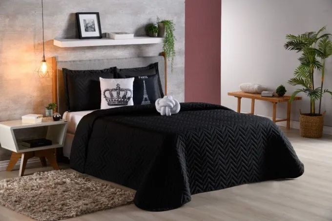 Cobre Leito Cama Preto