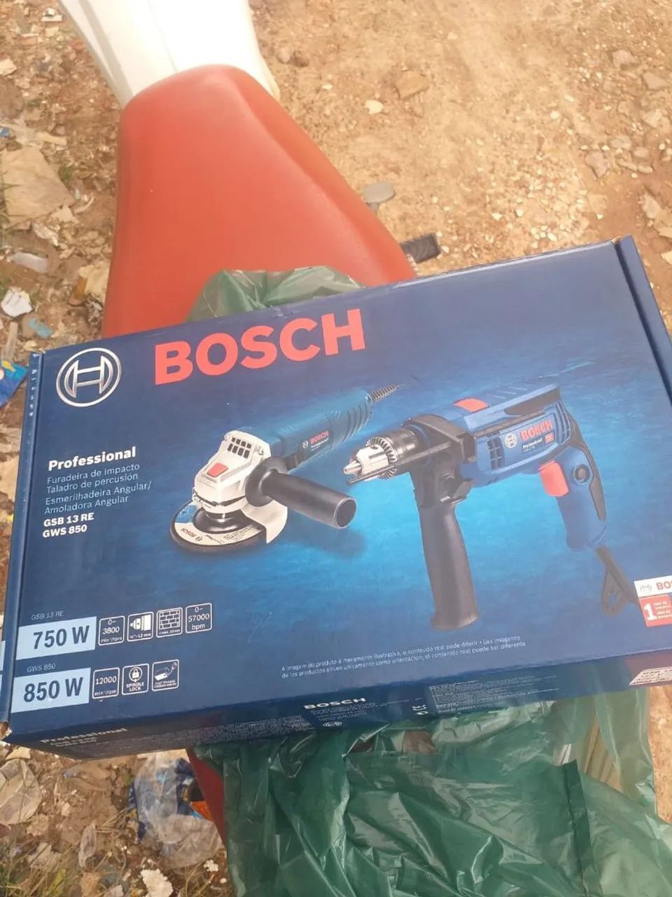 Kit Bosch GSB 13 RE e GWS 850 - Profissional - Foto 2