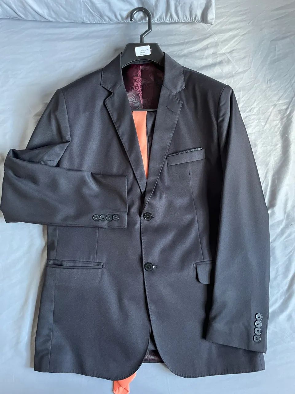 Terno slim preto e cinza, tamanho 48 calça 42. - Foto 2