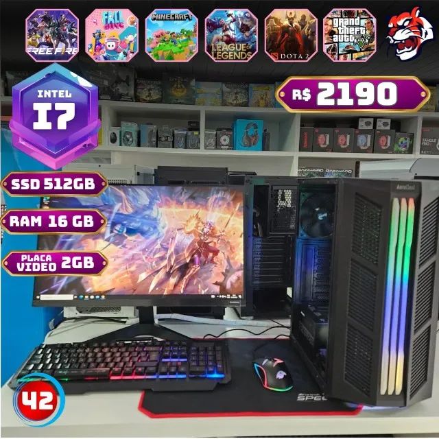 Pc Gamer Completo Core i7 16gb ram 512gb ssd 1 ano de garantia em até 12x