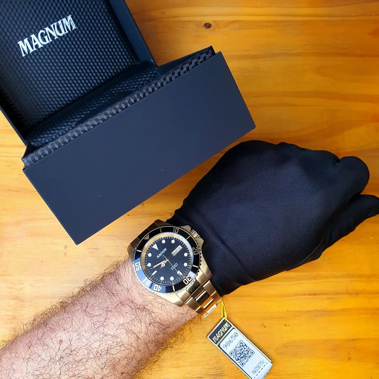 Relógio Magnum automático 43mm dourado Acessórios COHAB Anil