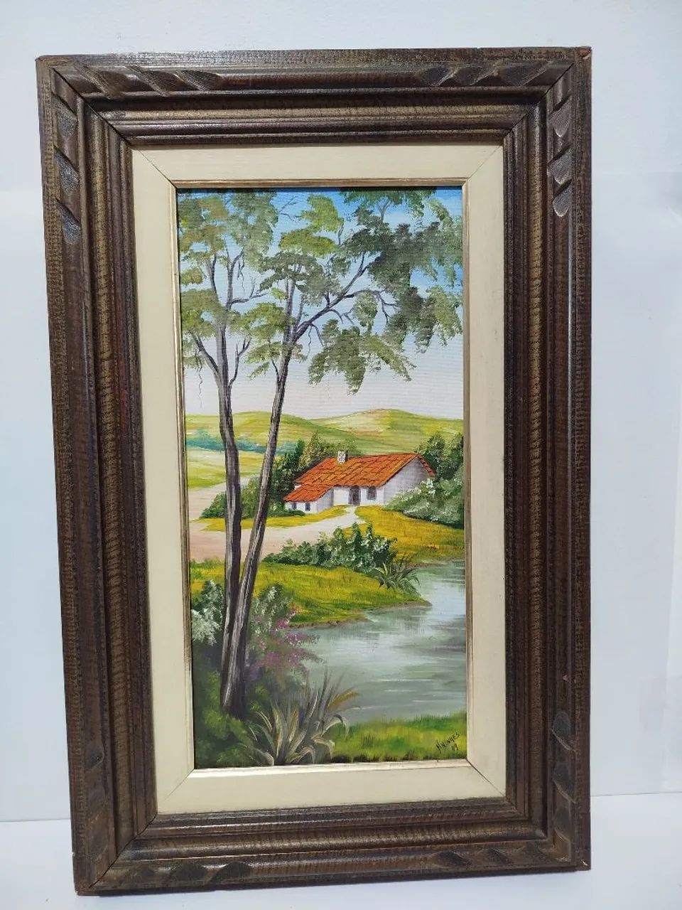 Quadro Antigo Óleo Sobre Tela 20x40 #3