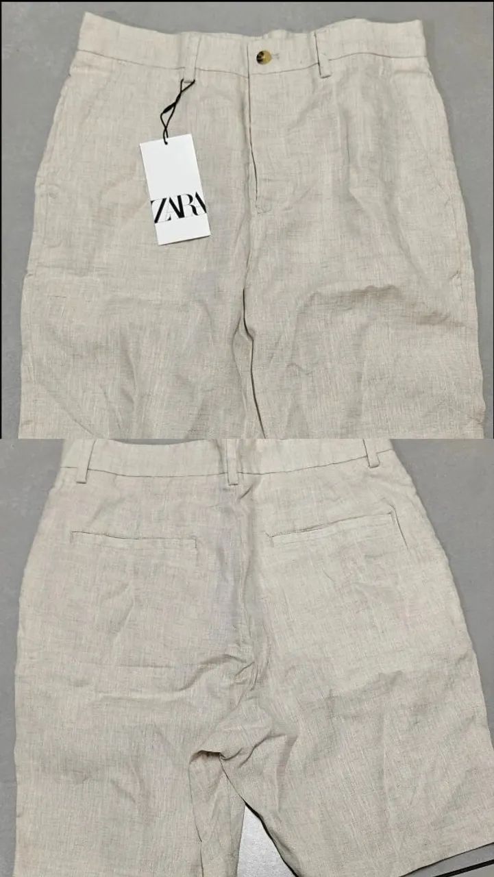 Bermuda 100% Linho Zara Man