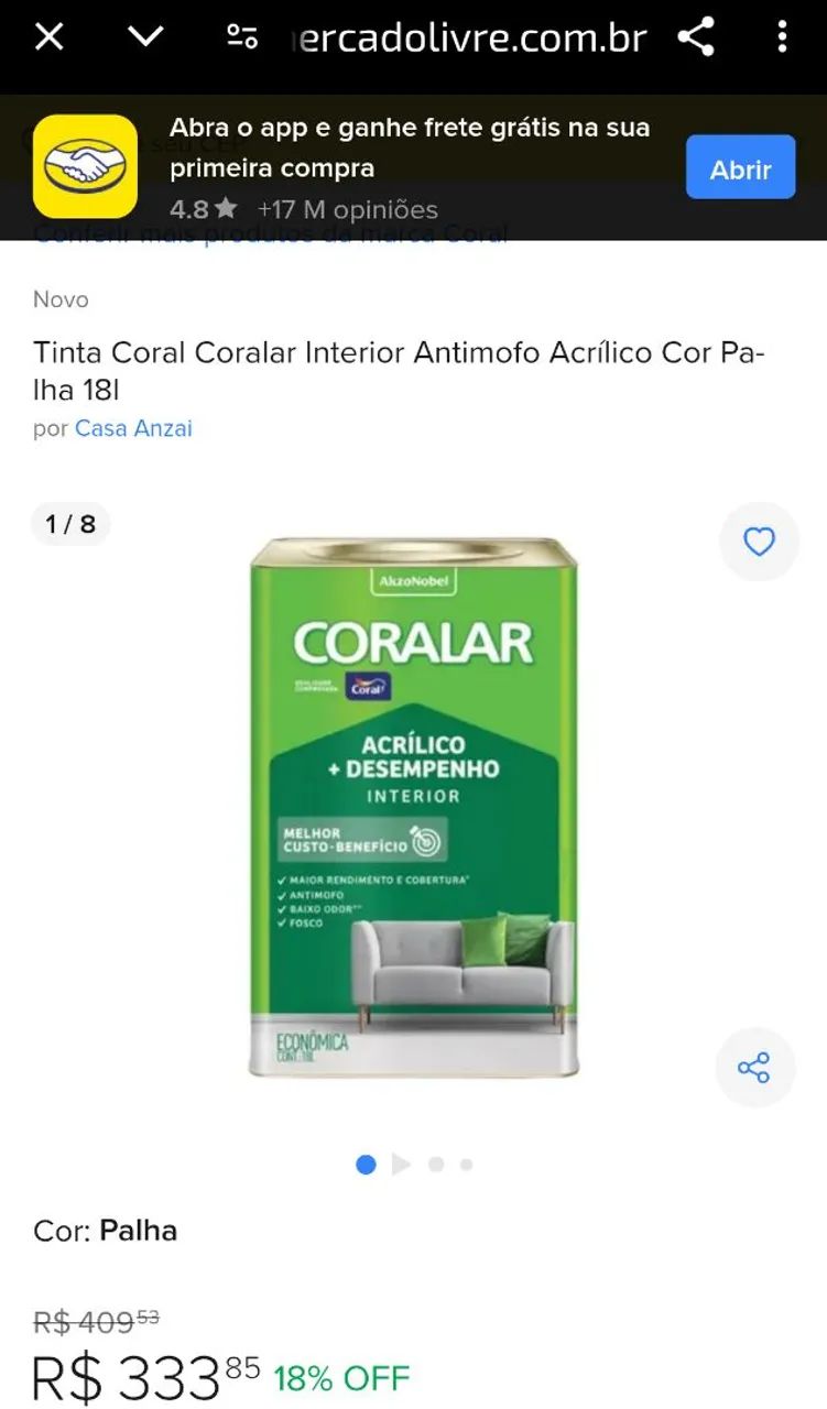 Tinta Acrílica Coralar da Coral 18L - Interior - Foto 3