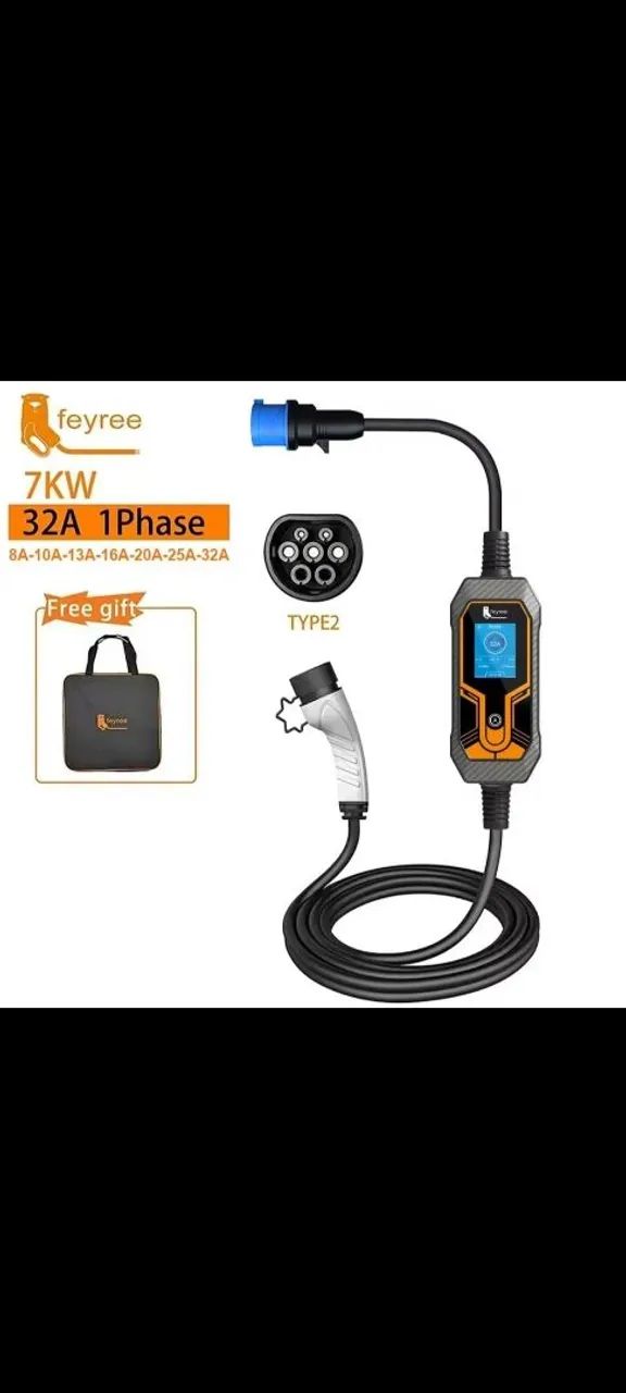 Carregador de carro elétrico 7KW 32A 1 Fase