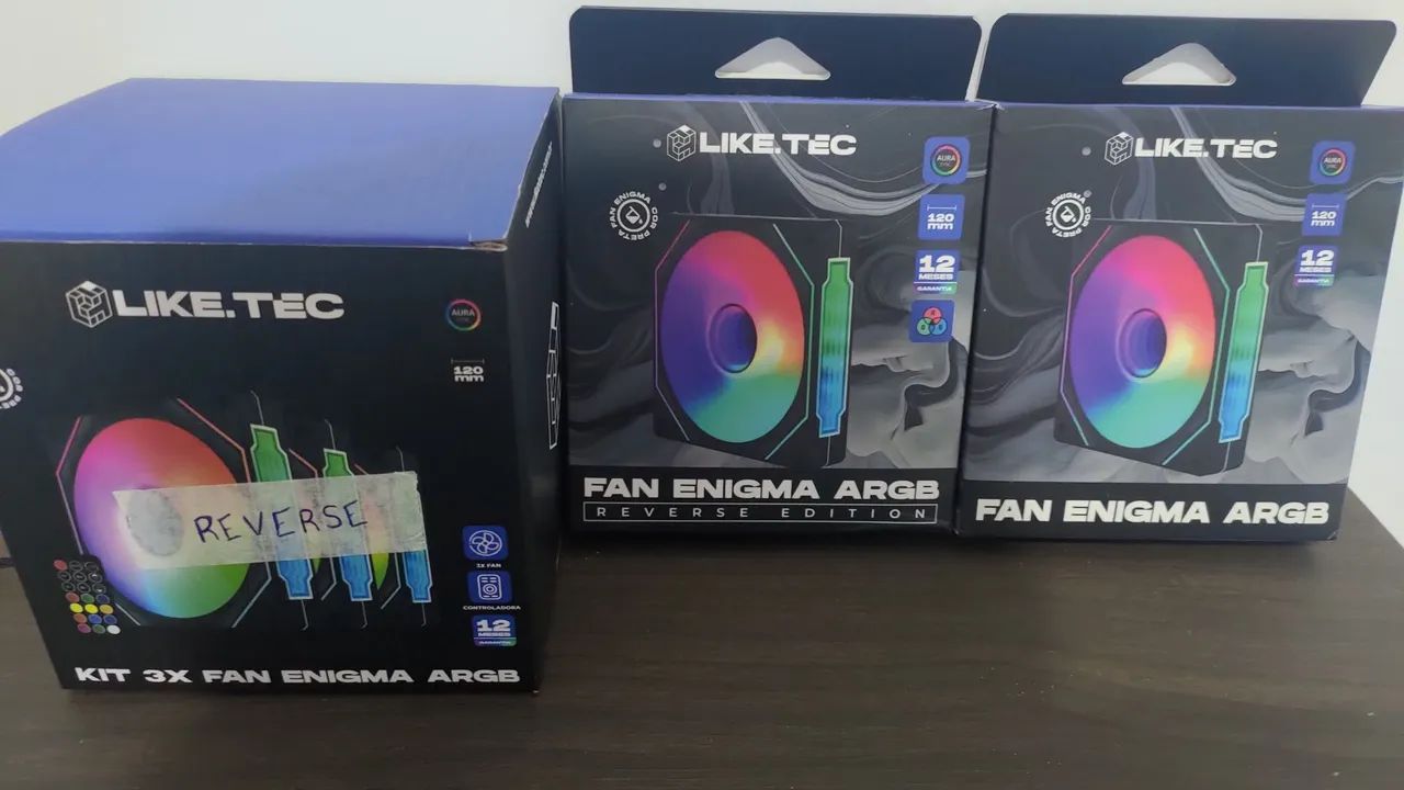 Kit 5 Fans com controladora Liketec Enigma ARGB - Foto 5