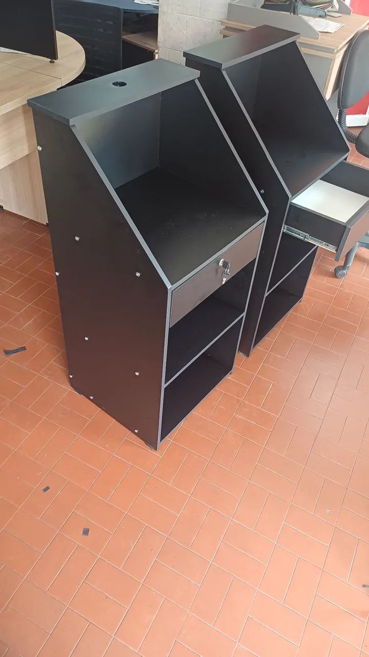 Balcão Para Caixa, Vallet, Lojas, Recepção Com Gaveta e Prateleira 100% MDF