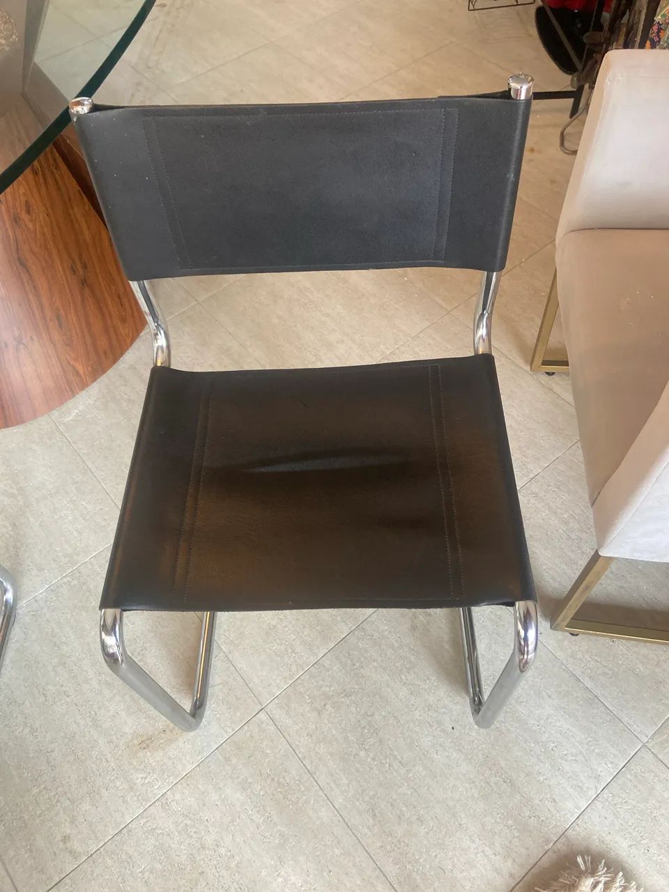 Cadeira BAUHAUS em couro cromada