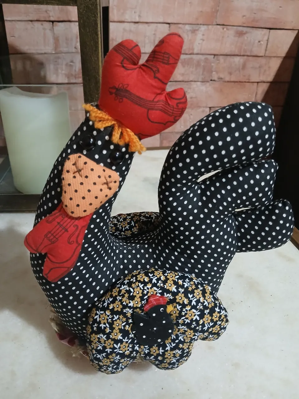 Galinha de pano Peso de Porta - Decoração artesanal