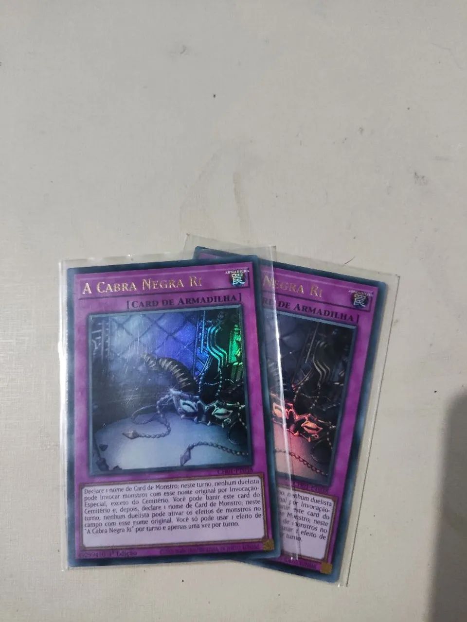 2 cards "A Cabra Negra Ri" YuGiOh! Ultra rara Nova em português (CH01-PT038)