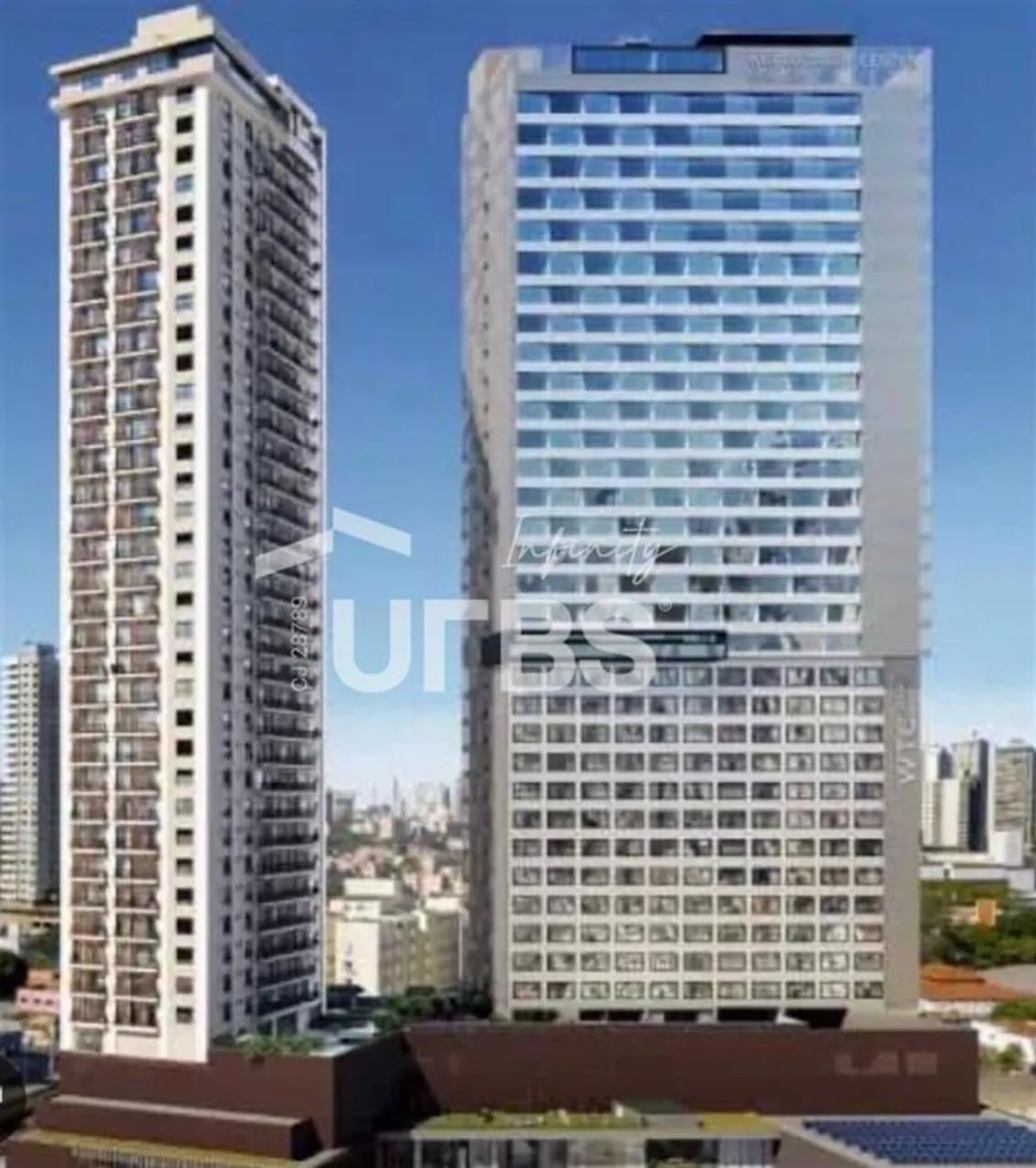 Sala comercial no WTC, 57,54m², banheiro, 2 vagas rotativas, 22º, 8 elevadores sociais e 1