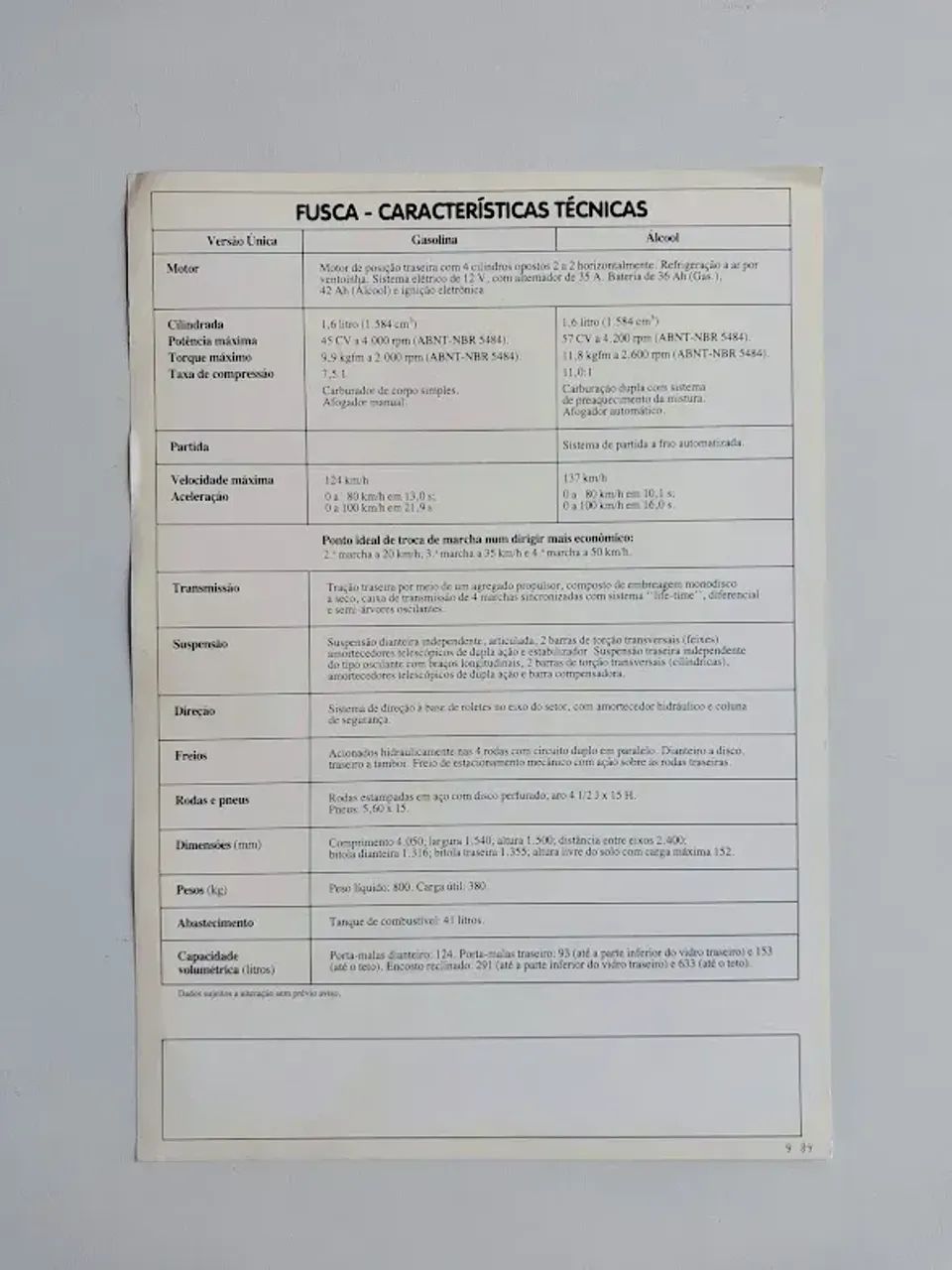 VW Fusca 1600 1984 - Catálogo Folheto Folder Prospecto - Foto 2