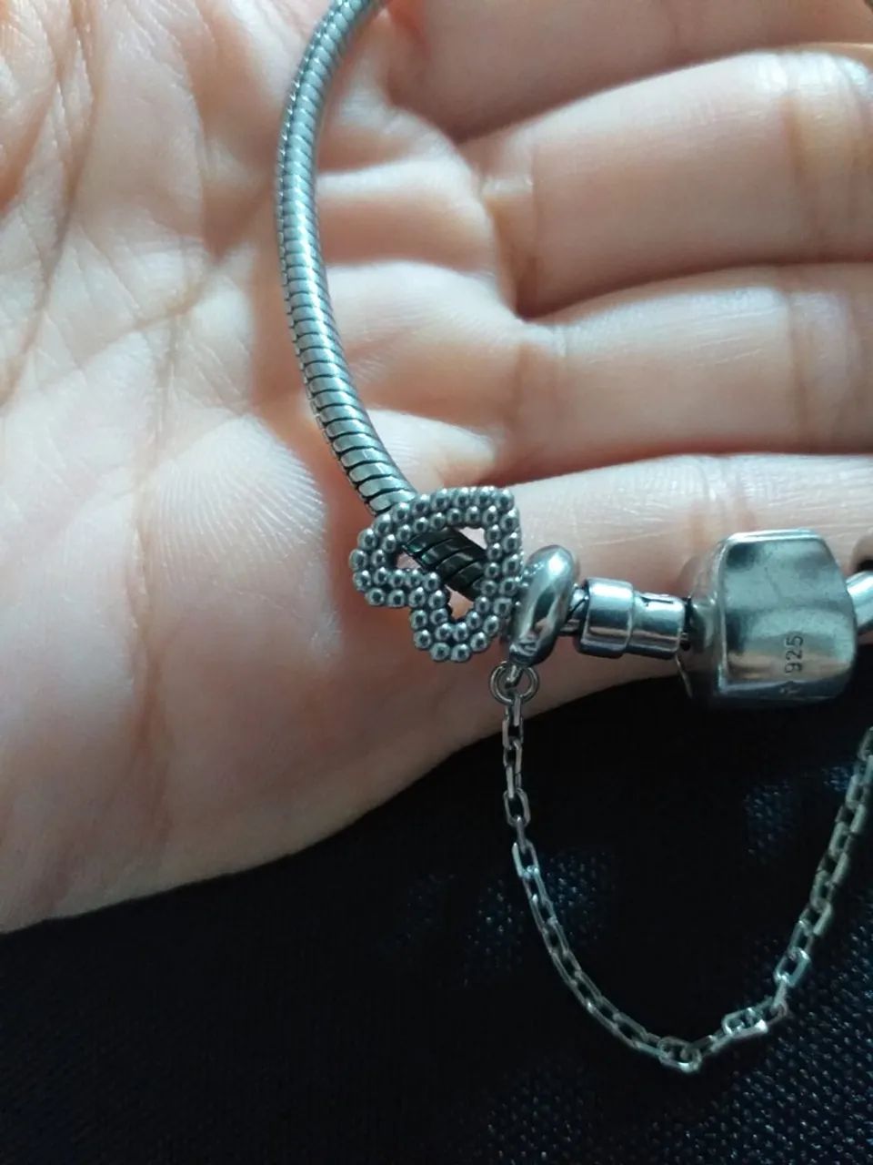 Pulseira Life em Prata 925 - Com trava de segurança e berloque de coração  - Foto 5