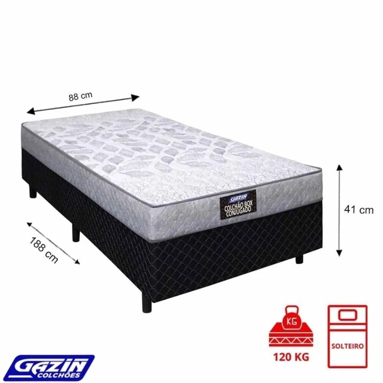 Cama Box Solteiro D28 Gazin Colchões- Produto Novo 