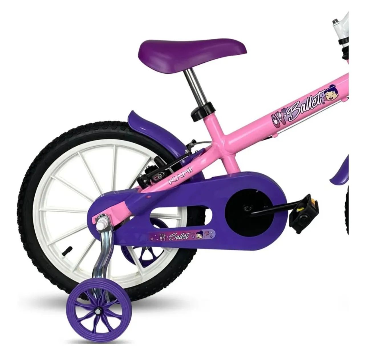 Bicicleta infantil kami ballet aro 16 com cesto e rodinhas  - Foto 5