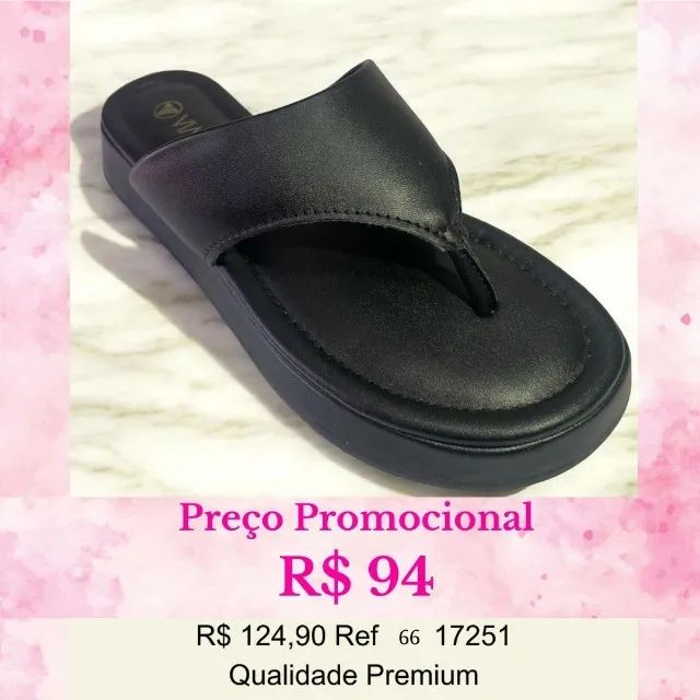 Sandália Feminina Papete Preta N 33 34 35 36 37 38