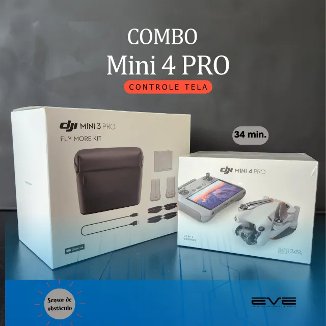 Combo DJI Mini 4 PRO, (TELA), 34min, Lacrado!