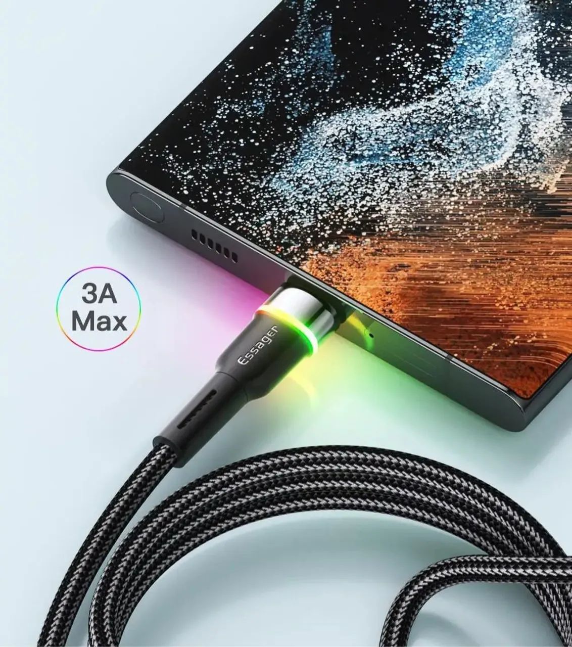 Cabo USB Essager com Luzes LED 2M - Foto 2
