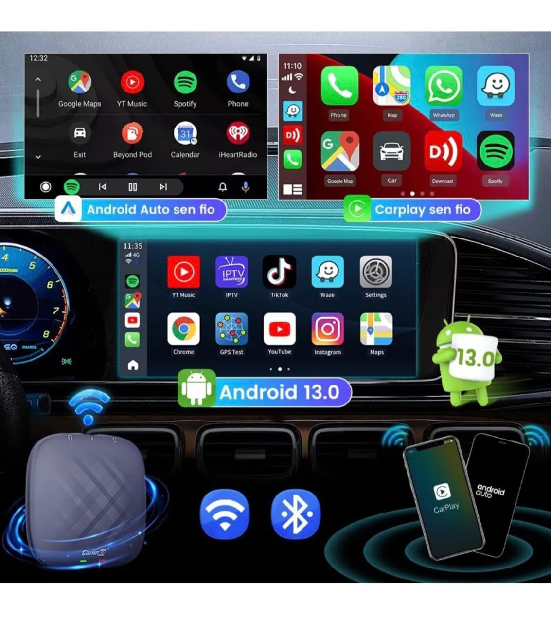 Carplay Streaming Box Carlinkt Android 13 4/64BG - Foto 4
