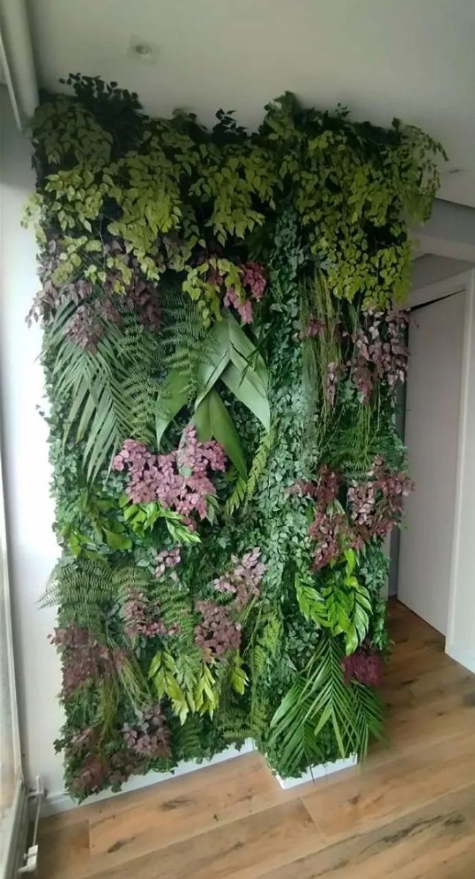 Parede verde artificial para decoração