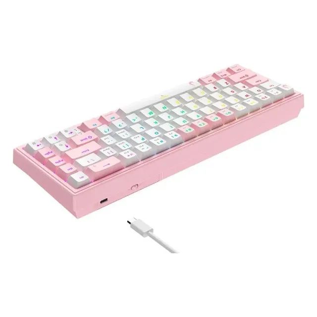 Teclado Mecânico Rise Mode GM1 Pro White and Pink ARGB Switch Outemu Brown, Novo, Lacrado  - Foto 3