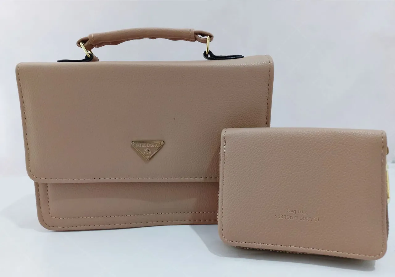 Kit bolsa e carteira feminina nude