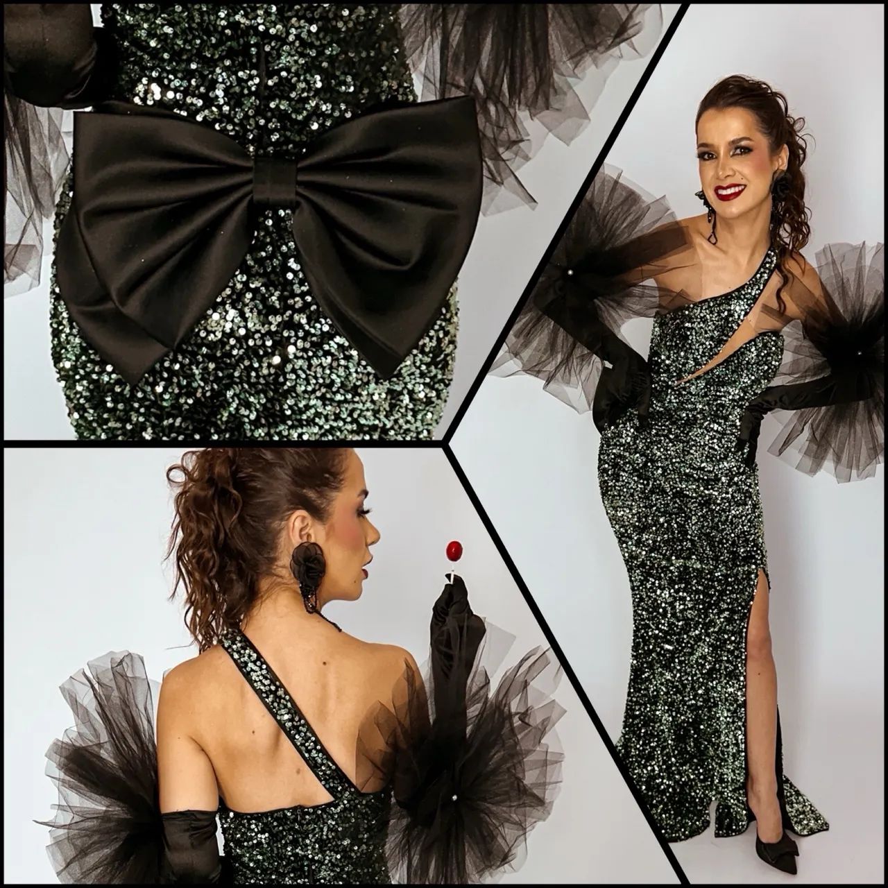 Vestido de Festa - Verde com Paetês e Tule - Foto 3
