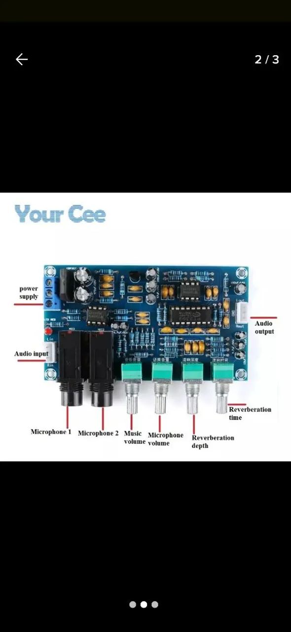 Placa de Áudio para Som com Echo para Microfones