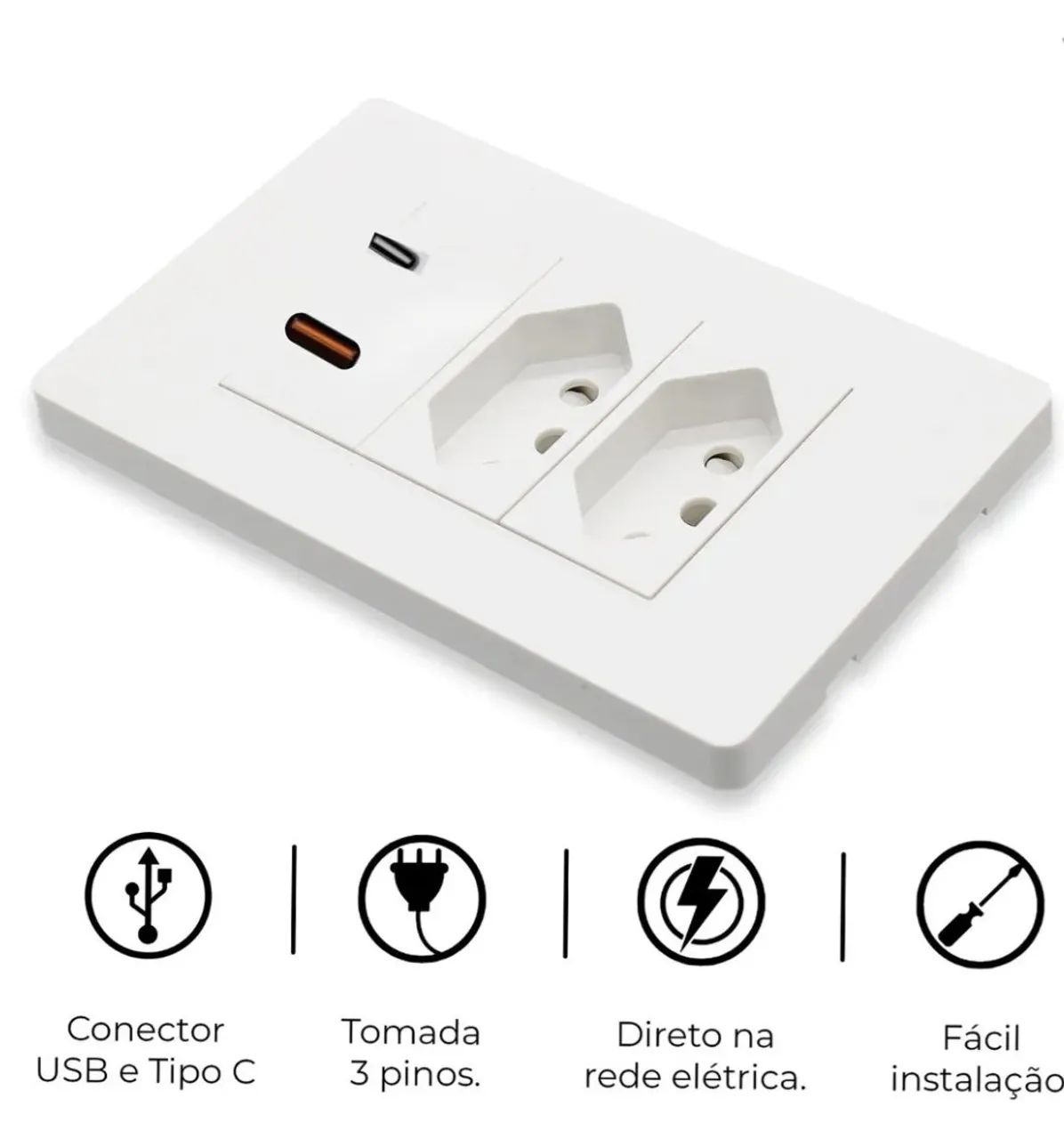 Tomada USB Dupla Nova - Foto 2