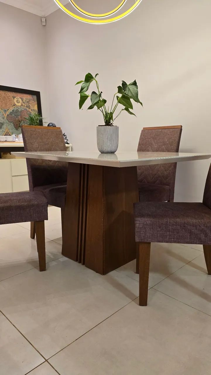 Mesa de 4 cadeiras retangular com tampo de vidro - Foto 2