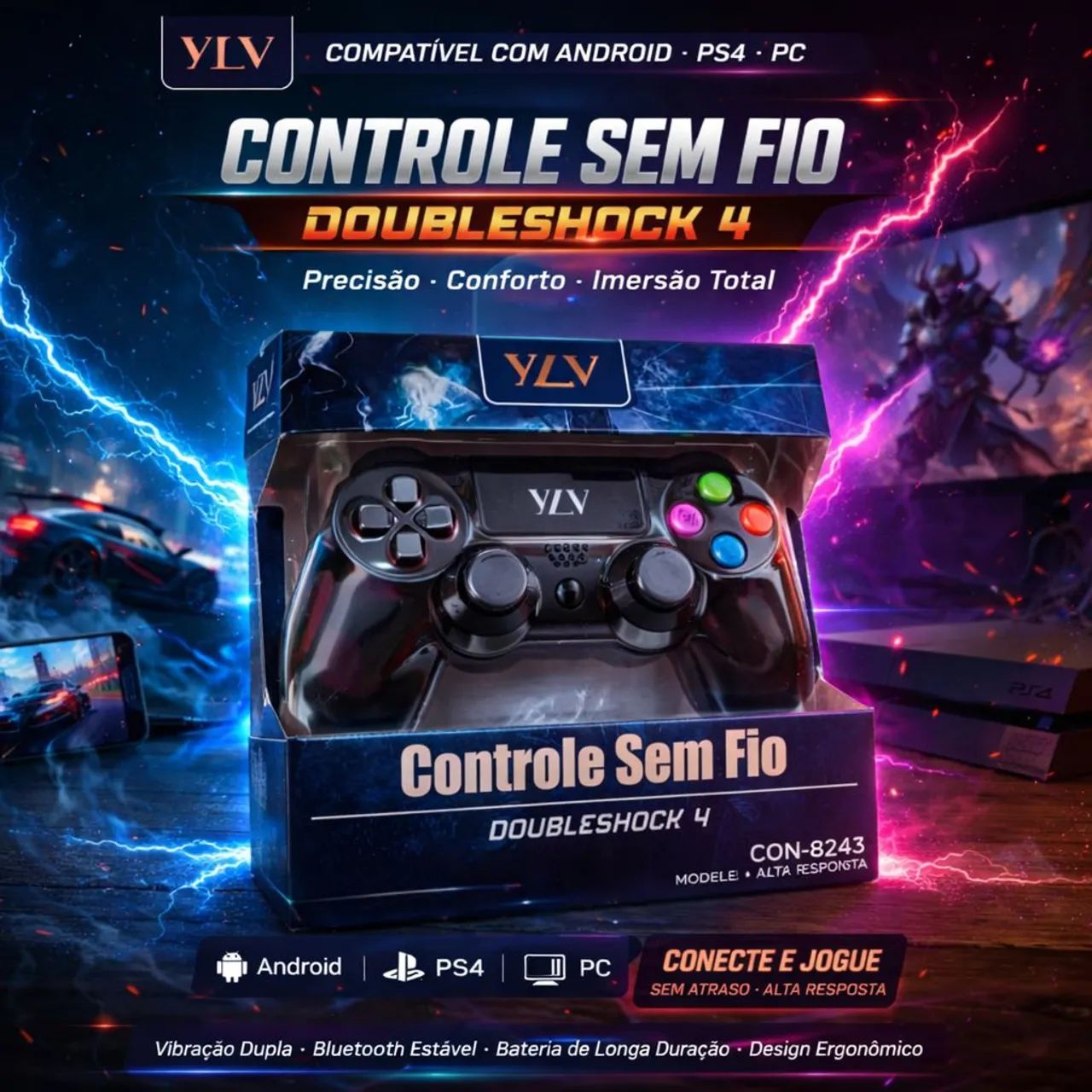 Controle Sem Fio PS4 / PC / Android - Novo na Caixa