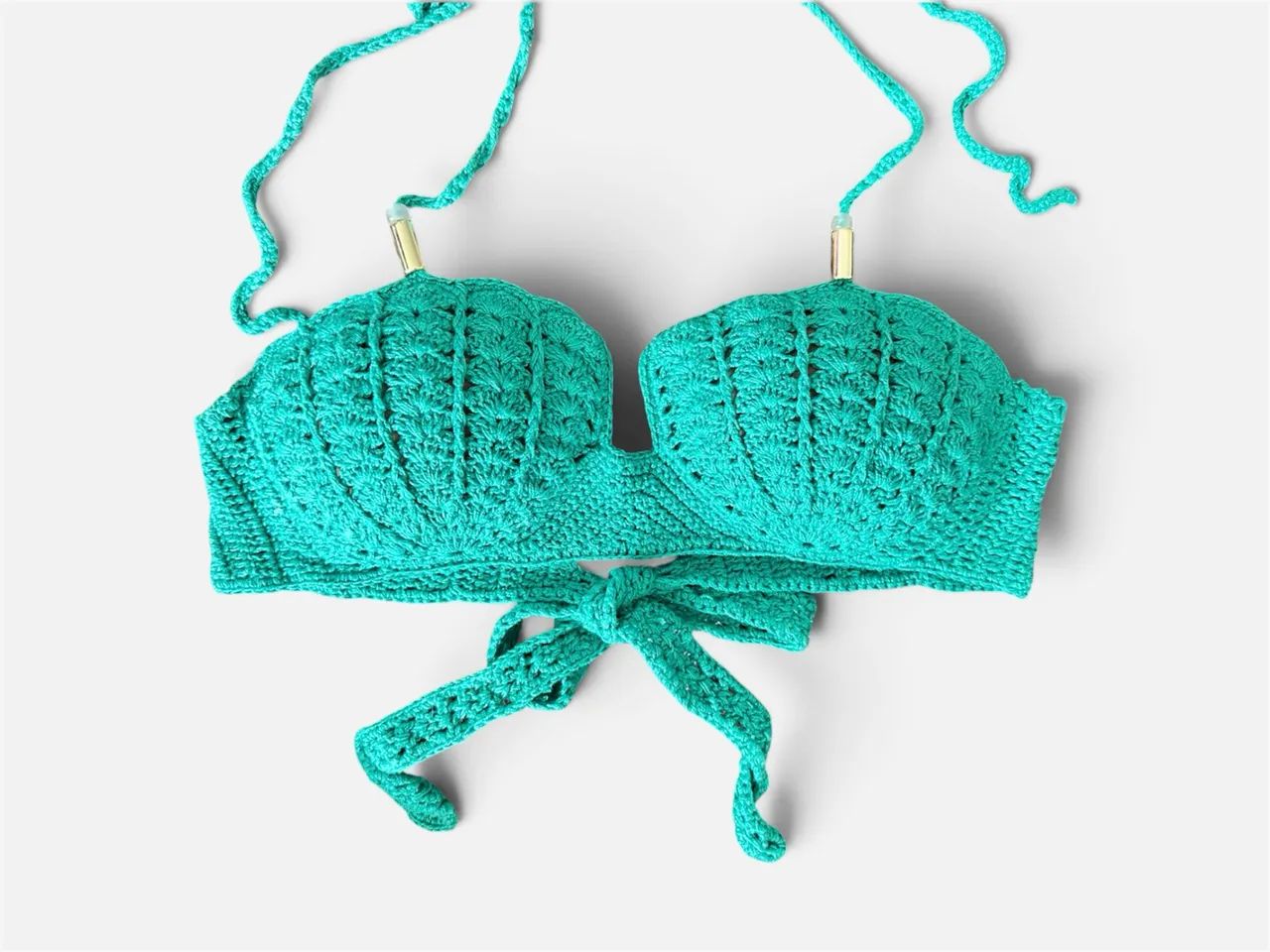 Top Biquíni Crochê Concha do Mar Boho Verão