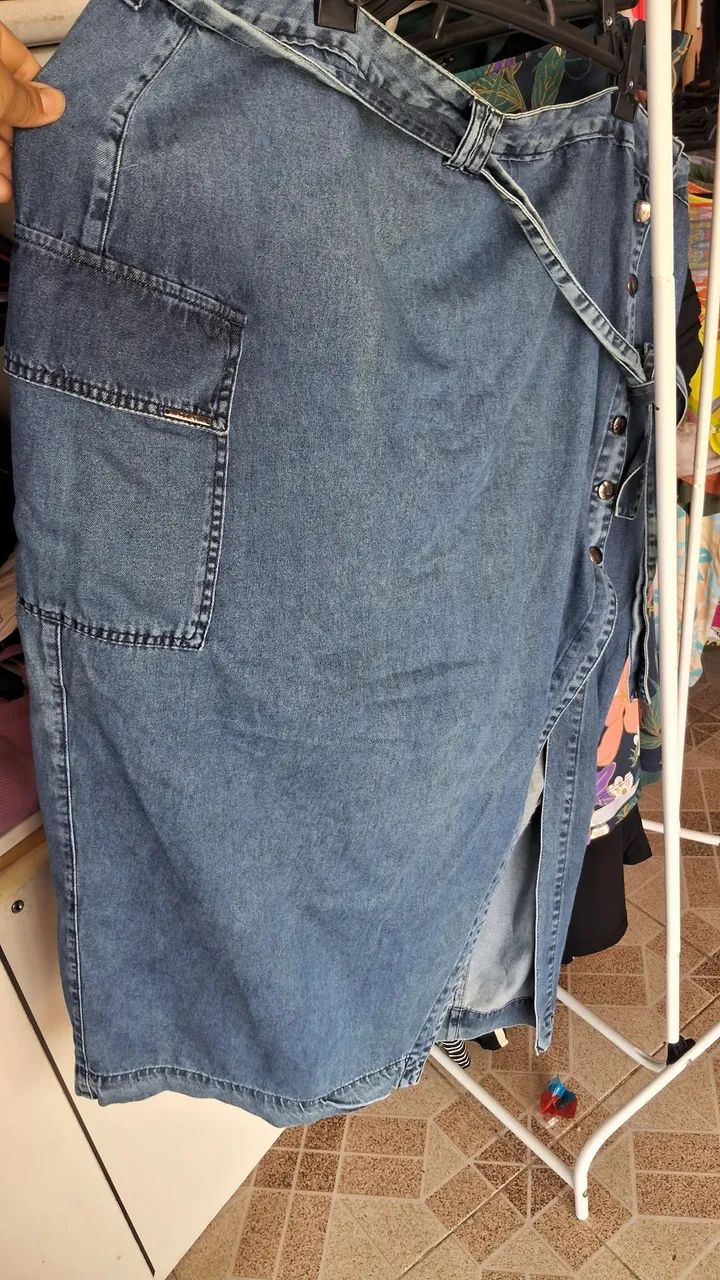 Saia jeans longa plus Size - Foto 3