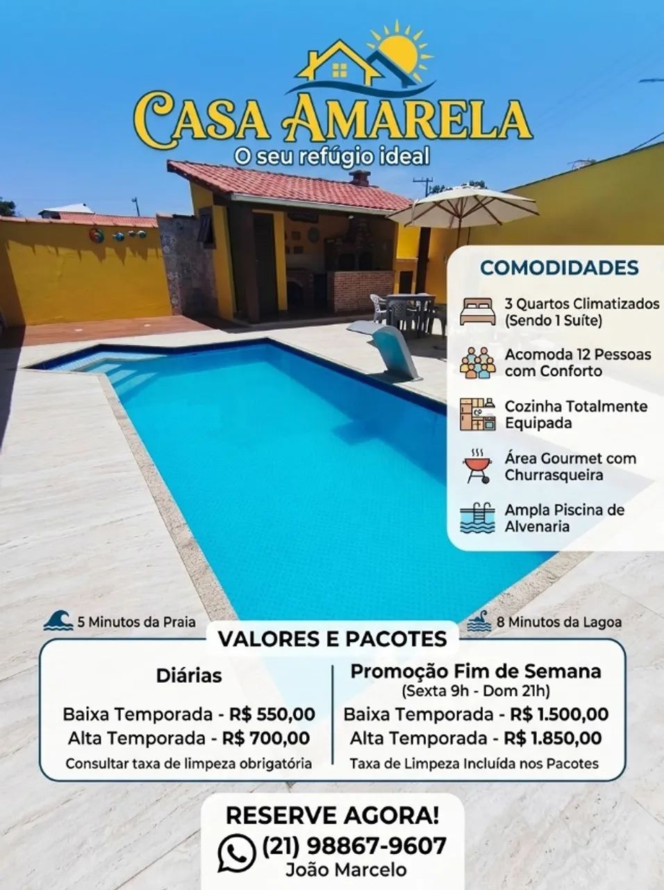 Casa em Figueira, Arraial do Cabo 3 Quartos, Ar e  Piscina