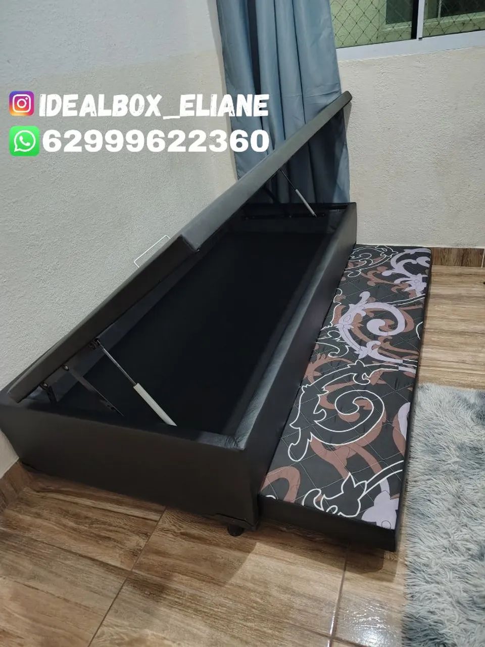 Box baú solteiro c/ auxiliar - Espuma D28 selada 