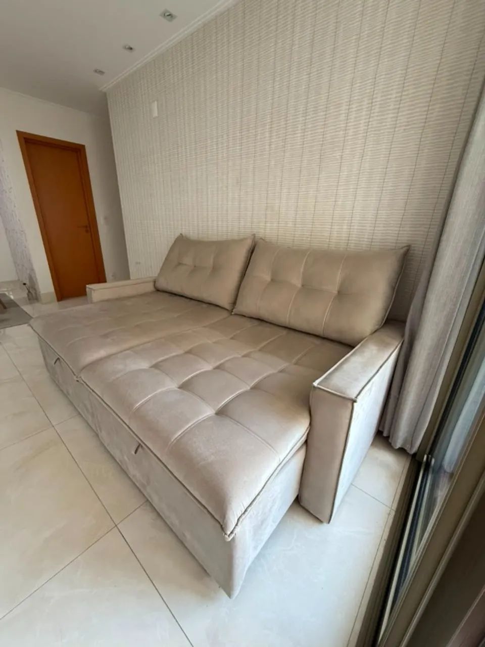 Sofá Retrátil Cinza-Claro, 2,30m, Impermeabilizado e Superconfortável - Foto 3