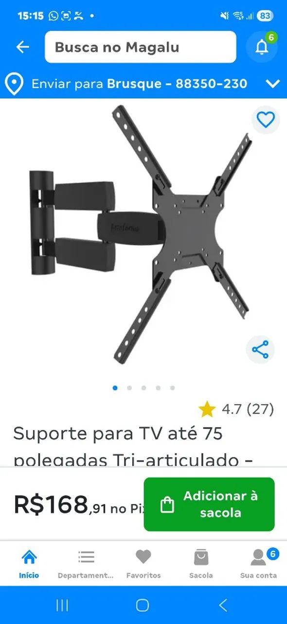 Suporte triarticulado Brasforma  25' a 75' PolegadasNovo - Foto 5
