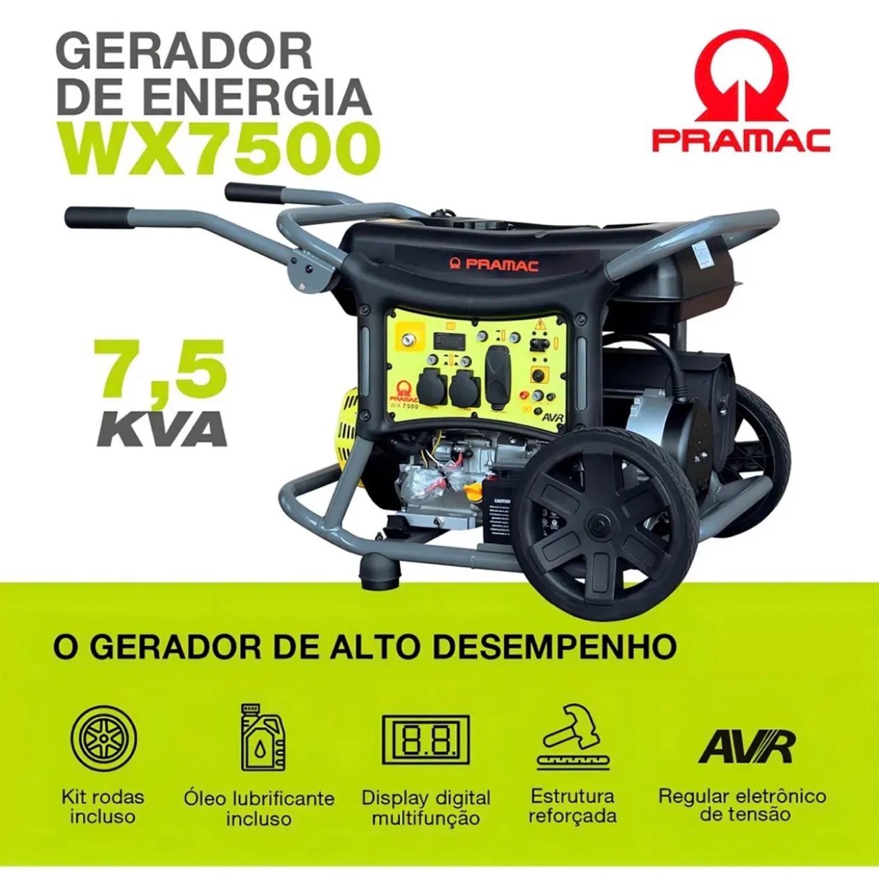 Gerador Gasolina 7,5kva C/ Bateria 4t Wx7500 Mono Biv Pramac - Foto 3